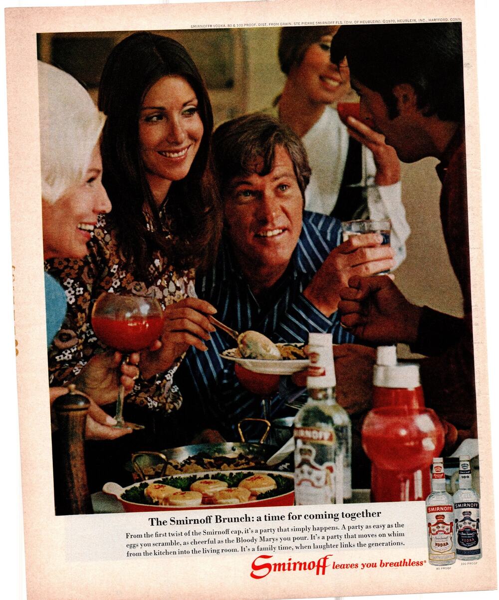 Smirnoff Vodka Advertisement 1960s Vintage Liquor Spirits Brunch Couple Food
